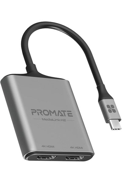 Promate USB-C to HDMI Adapter, Ultra HD 4k 60hz Type-C to HDMI Adapter Converter with Dual HDMI Port