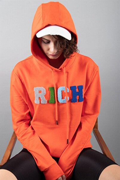 Rich Πορτοκαλί φούτερ με κουκούλα - 2 κλωστές