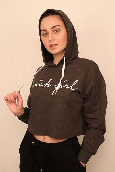RICH GİYİM Γυναικείο φούτερ Anthracite Crop
