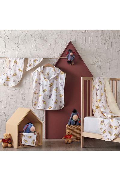 Taç Licensed Disney Winnie Cotton 20X55 cm 3-Piece Muslin Shoulder Cloth