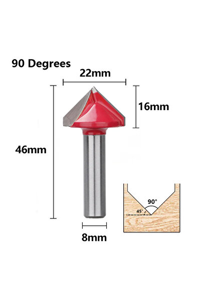 Choice 8x22x90D 1pc 8mm Shank 90 Degree V Type Slotting Cutter CNC Engraving Router Bit V Groove Carbide Mi