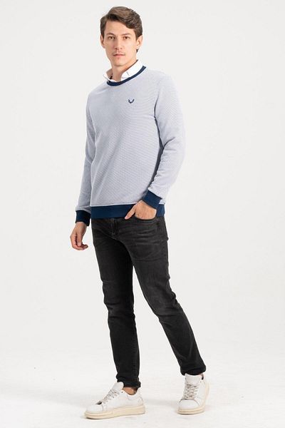 Rich Ανδρικό φούτερ με λαιμόκοψη Navy Blue πουλόβερ