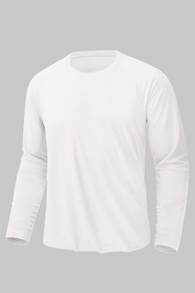 MCN Men's Elasten Crew Neck Long Sleeve Badi 100% Cotton