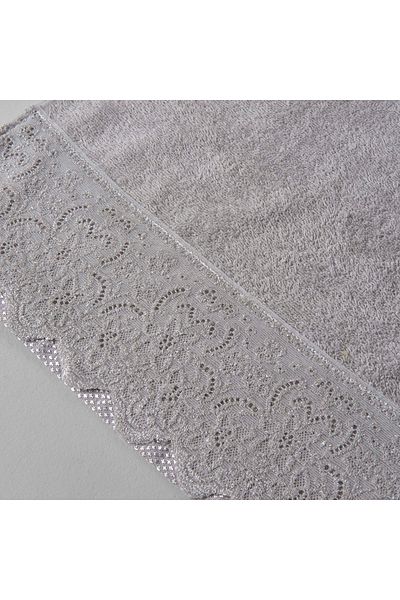 Linens Πετσέτα προσώπου από γκρι βαμβακερή δαντέλα - 50x80 εκ
