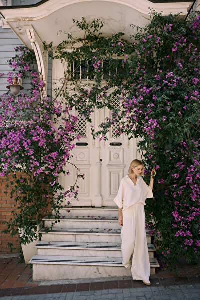 Sateen Штани з додаванням льону - Камінь