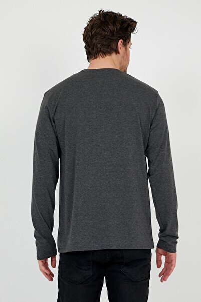 Jim Poweel Pánské základní triko s dlouhým rukávem v antracitové barvě