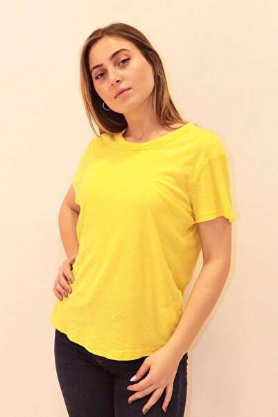 RICH GİYİM Rich Kadın Organik Bisiklet Yaka T-shirt %100 Pamuk Tişört