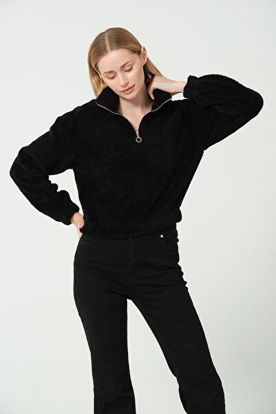 Rich Women's Plush Half Zipper Fleece Coat