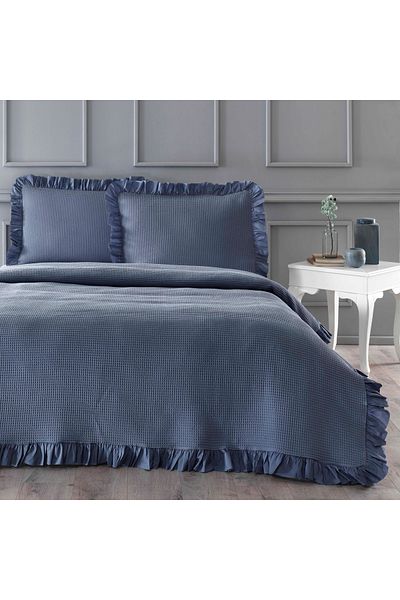 Linens Bsp Double Bed Cover Set Indigo