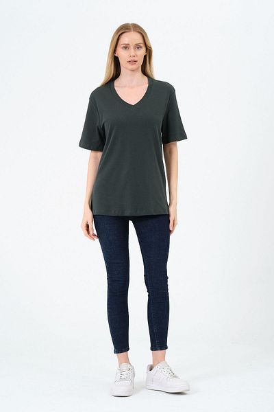 Rich Γυναικείο κοντό μπλουζάκι με λαιμόκοψη V - Interlock Fabric
