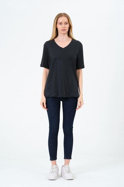 Rich Γυναικείο κοντό μπλουζάκι με λαιμόκοψη V - Interlock Fabric