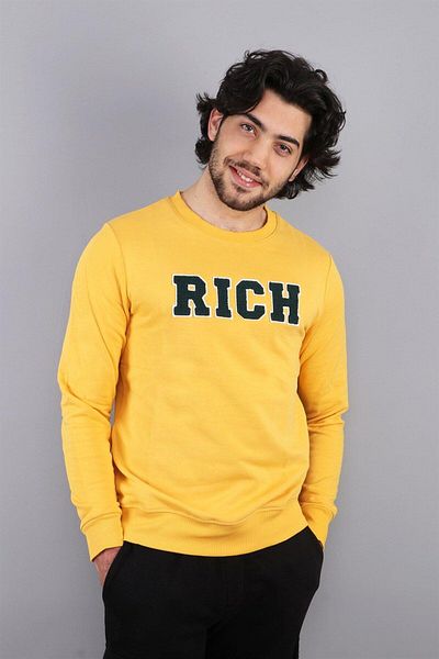 RICH GİYİM Mustard Men's Printed Sweatshirt