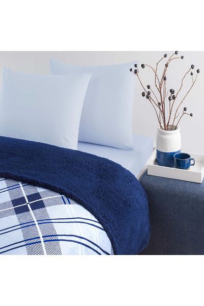 Taç Rialta Blue Double Blanket Sheet Set