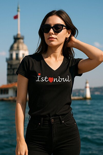 RICH GİYİM تي شيرت نسائي غني برقبة على شكل حرف V 100% قطن