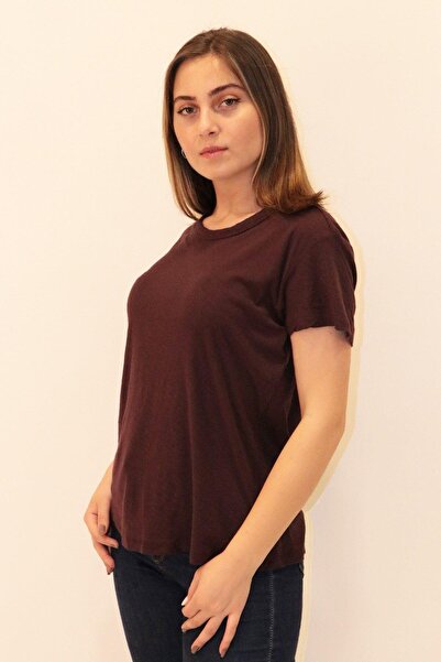 RICH GİYİM Πλούσιο γυναικείο μπλουζάκι με λαιμόκοψη 100% βαμβάκι