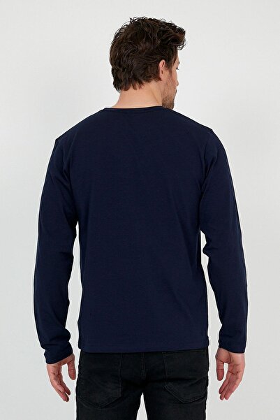 Jim Poweel Ανδρικό μπλουζάκι Navy Blue μακρυμάνικο Basic