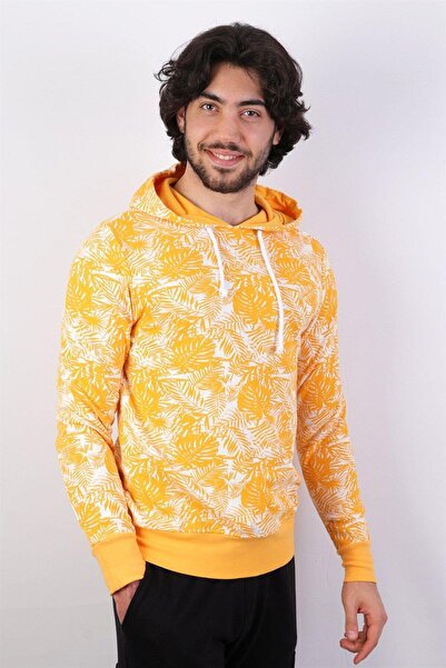 RICH GİYİM Hanorac imprimat cu glugă pentru bărbați Mustard