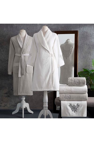 Taç Σετ οικογενειακής ρόμπας Charm Cotton White Mink