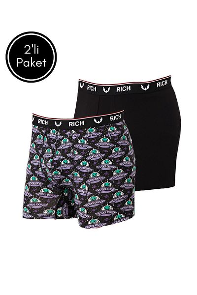 Rich Ανδρικό μοτίβο Lycra και μονόχρωμο πακέτο 2 Boxers