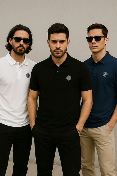 Rich Ανδρικό μπλουζάκι 3 συσκευασιών χαλαρή εφαρμογή 100% βαμβακερό μπλουζάκι με λαιμόκοψη μαύρο-ναυτικό-λευκό