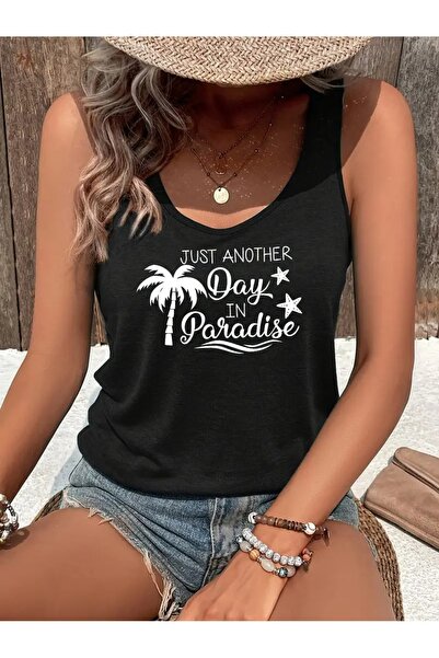 mercoledi Tricou tipărit pentru femei cu guler scobit Regular Top