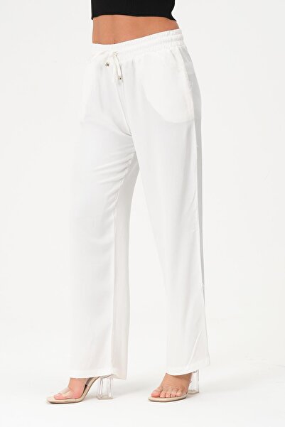 Rich Women's Black Linen Trousers with Elastic Waist