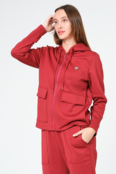 Rich Women's Scuba Hooded Full Zip Sweatshirt Cardigan