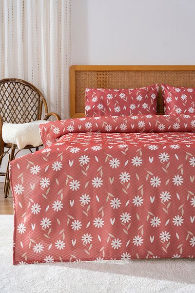 Rivaİstanbul Dusty Rose Daisy Double Printed Pique 200 X 220 cm