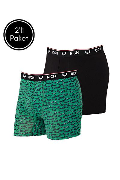 Rich Ανδρικό μοτίβο Lycra και μονόχρωμο πακέτο 2 Boxers