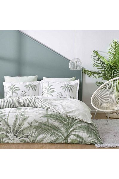 Linens Grace Cotton Satin Double Duvet Cover Set Green