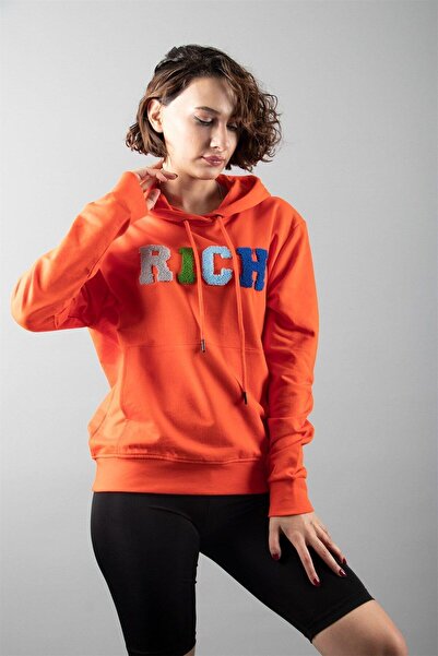 Rich Πορτοκαλί φούτερ με κουκούλα - 2 κλωστές