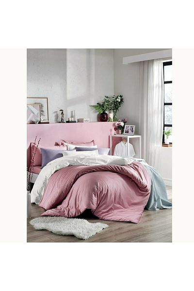 Linens Mix&Match Cotton Single Satin Duvet Cover Dusty Rose
