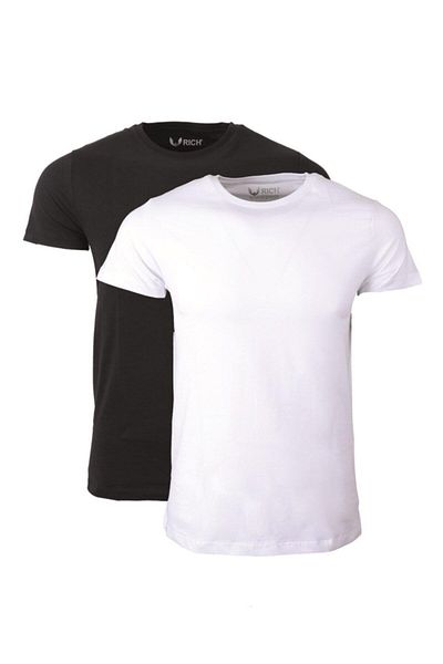 Rich Ανδρικό Μαύρο Λευκό Basic T-shirt