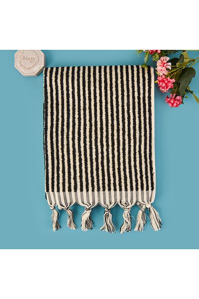 Evidea Soft Helga Face Towel - Ecru / Black - 50X90 cm