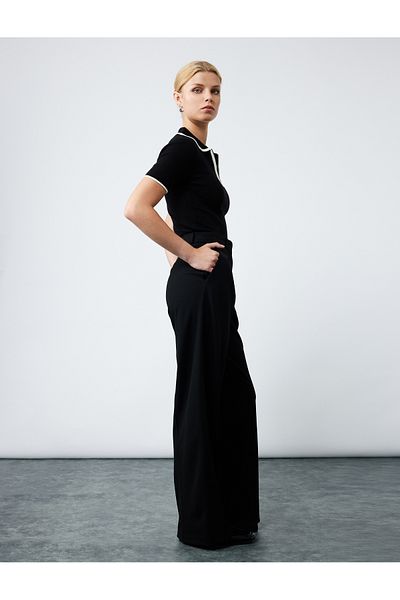 Koton High Waist Palazzo Trousers with Pleated Detail and Pockets