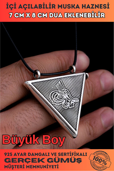 OSMANLI GÜMÜŞ Tuğralı Erkek Gümüş Cevşen Muska Haznesi Büyük Boy