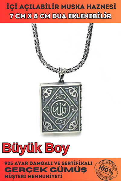 OSMANLI GÜMÜŞ Erkek Gümüş Büyük Boy Cevşen Haznesi Kolye