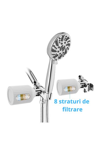 INNOVIO Shower Water Filter ® With 8 Filtration Layers, Anti-Chlorine And Anti-Liquid, Shower Head Holder