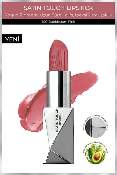 Alix Avien Long Lasting Moisturizing Smooth Effect Semi Matte Lipstick - Satin Touch Lipstick 807 Bubblegum Pink