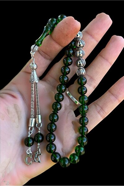 Teta Collection Sertifikalı Usta Işçilikli Zümrüt Yeşili Ateş Kehribar Tesbih...