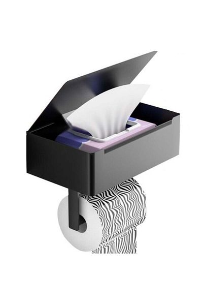 Welora Toilet paper holder with shelf for wet wipes and phone holder - 14.5 x 20.5 x 12 cm