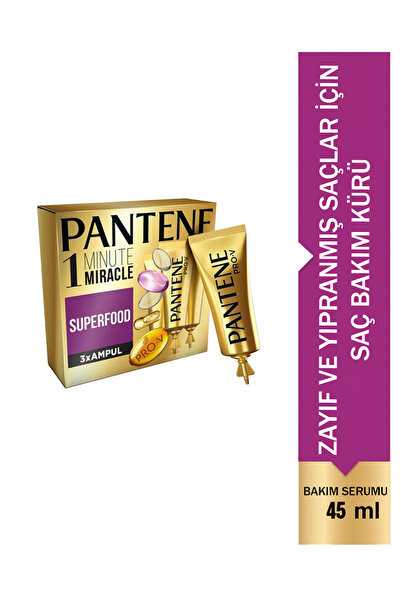 Pantene 1 Dakikada Mucize Superfood Ampul Saç Bakım Kürü 3x15 ml