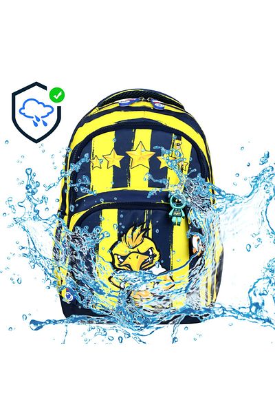 Bodmar Çanta Since 2023 Fan Child Primary School Canary Yellow Navy Blue School Bag (Bag Thermal Lunch Bag Pen Holder)