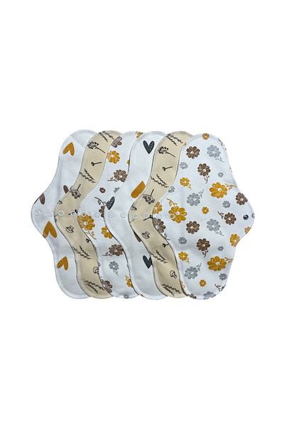 Ponped Bamboo Washable Natural Women's Pad 6 Pieces (NIGHT - SINGLE COLOR)