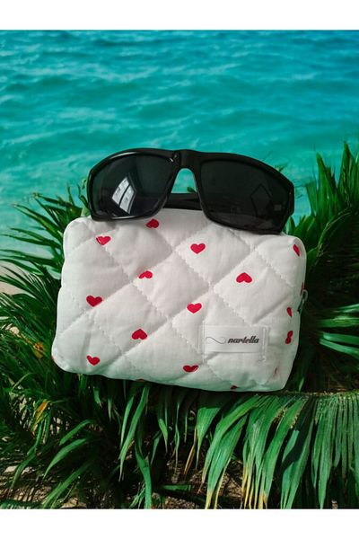 nartella Heart Patterned Makeup Bag - Quilted Bag Organizer