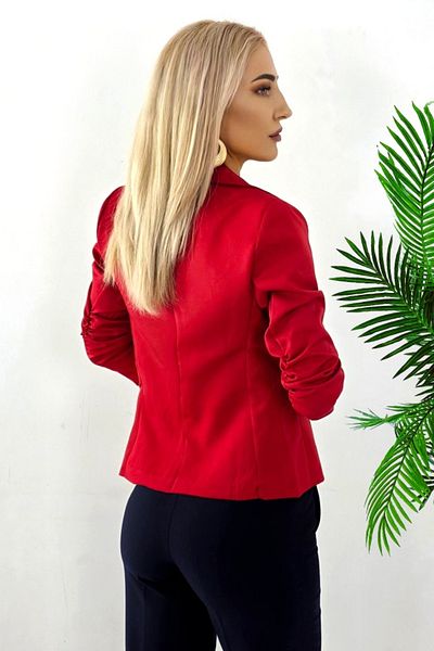 FashionForYou Gisela elegant jacket, frilled sleeves and short cut, Red, XL