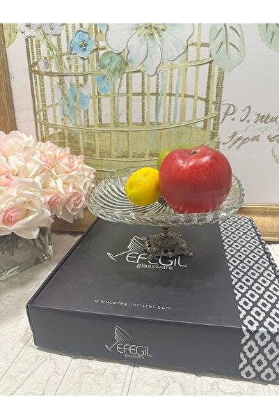 Efegil Antik Kristal Gold Cam Kare Ayaklı Sunumluk 25*25*15