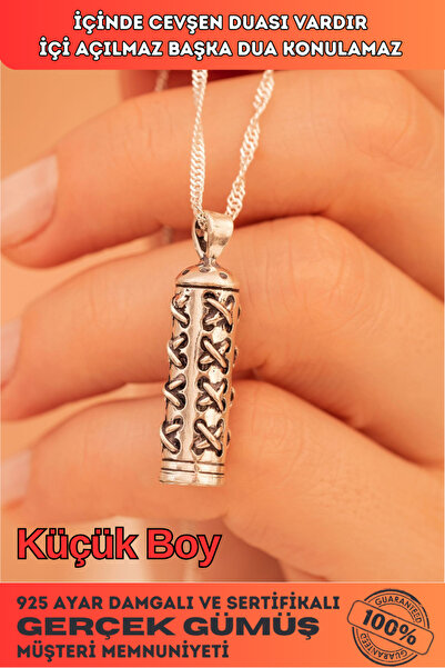 OSMANLI GÜMÜŞ Gümüş Dikiş Motifli Muska Cevşen Kolye