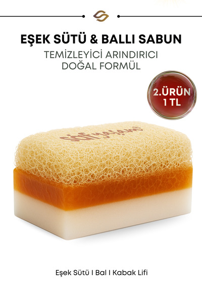 Safyaşam Doğal Kabak Lifli Ballı Eşek Sütlü Sabun Kabak Lifi Eşek Sütü Sabunu 120 gr