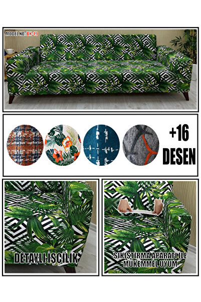 KILIFSAN Desenli̇ Kadi̇fe Kumaş Üçlü & Çekyat Koltuk Kilifi